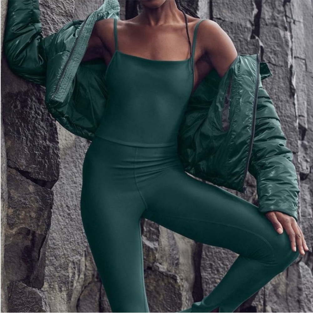 ALO Yoga Disco Daze Airlift Jumpsuit, Midnight Green, size XS
